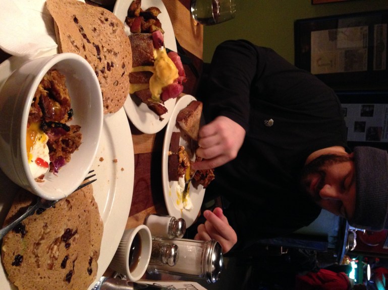 Three breakfasts, two people. Standard behavior for us.